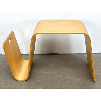 Mid Century Modern Style Bentwood Plywood Side Table and Magazine Rack. Unsigned.
