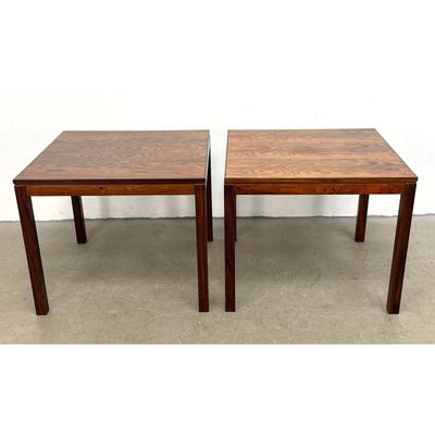 Pair of Mid-Century Modern Rosewood Side Tables. Unsigned. Parson style