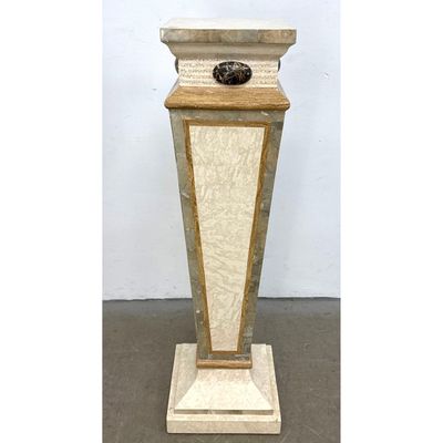 Vintage Maitland Smith Tessellated Stone Sculpture Pedestal Stand, Decorator Style
