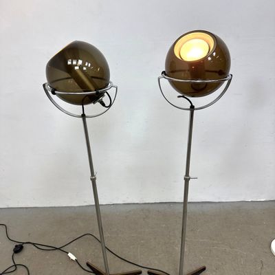 Pair RAAK Adjustable Globe Floor Lamps. designed by Frank Ligtelijn.  Adjustable height also.