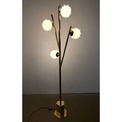 Vittorio Asaro form A Riccio floor Lamp Branch-like arms and four glass shades made using the rostro