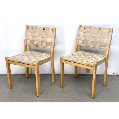Pair Mid Century Alvar Aalto Artek Stacking Dining Chairs Finland