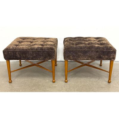 Pair Decorator Stool Ottomans. Newer design after Robsjohn Gibbings.
