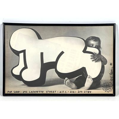 Double Sided Keith Haring Pop Shop Advertisement and Sting Bring On The Night Film Poster 1985