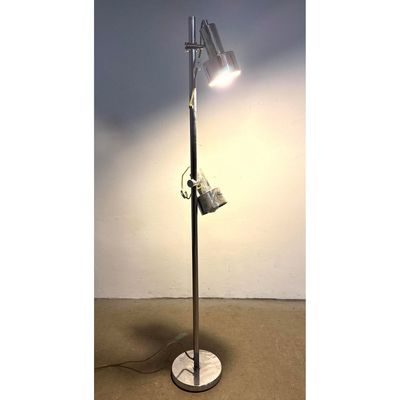 Mid Century Modern Chrome 2 Light Adjustable Floor Lamp with Spotlight Shades