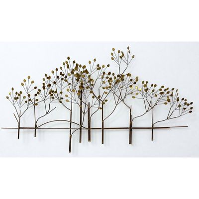 C Jere wall sculpture.  Brutalist Metal Wall Sculpture of Elm Trees Brazed Copper and Brass