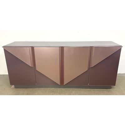 Postmodern Two Tone Acrylic Credenza Sideboard. Acrylic Panels  with Colored Backs  form Triangle 4