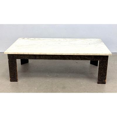 DUNBAR Mid Century Modern Maki-e Lacquered Coffee Table. Italian Marble Top (Later Addition). Metal