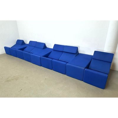 18pcs LINA Furniture Moon Modular Foam Lounge Seating System in Blue 3D Spacer Mesh Fabric