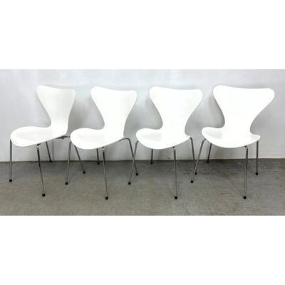 4 Danish Modern Arne Jacobsen Fritz Hansen Bentwood Stacking Ant Side Dining Chairs, Marked
