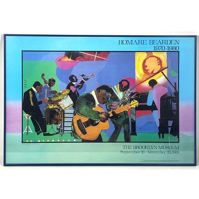 Romare Bearden 1981 Brooklyn Museum Exhibition Poster Jamming at the Savoy