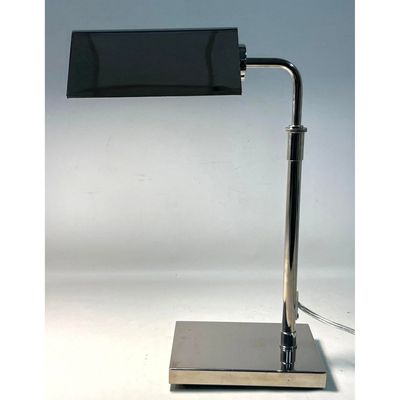 Ralph Lauren Adjustable Chrome Finish Pharmacy Desk Lamp with Pivoting Tented Shade and Telescoping
