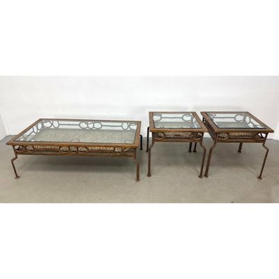 3pcs Equestrian Style Table Set. Coffee and side tables. Horseshoe design.