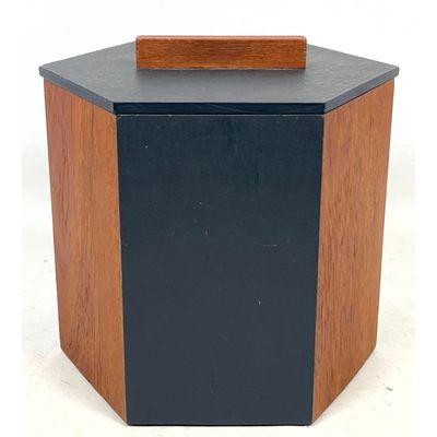 Vintage Mid Century Paul Evans Harpswell House Slate and Walnut Ice Bucket, Label