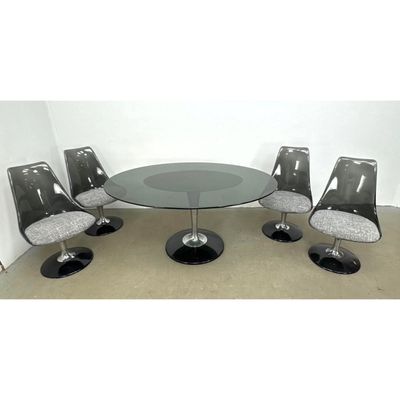 Mid-Century Modern  Tulip Dining Set by Chromcraft. Chrome acrylic and glass.