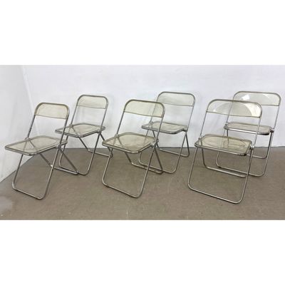 Set 6 Mid Century Mod Anonima Castelli Plia Lucite Folding Chairs Giancarlo Piretti Italy.