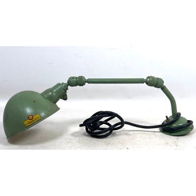 Vintage Fostoria Pressed Steel Corp Industrial Articulating Machine Sconce Bench Task Lamp Green Ena