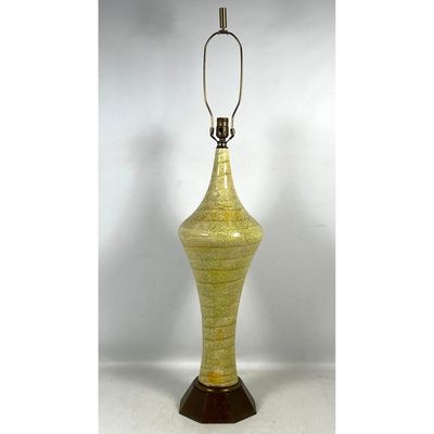 50s Vintage Glazed Ceramic Lamp, Italian Gambone Style. Crackle glaze.