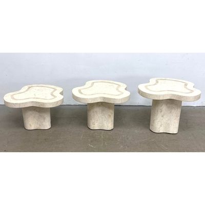 Tessellated stone tables. Labeled Marquis Collection of Beverly hills
