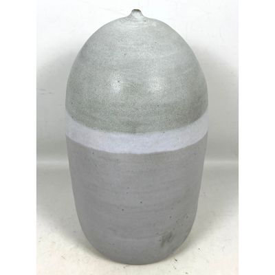 Large Taylor Signed Ovoid Studio Pottery Stoneware Vessel with Tripartite Glaze