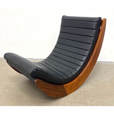 70s Vintage Mid Century Verner Panton Rosenthal Relaxer 2 Rocking Chair, Denmark/Germany.  Teak Leat
