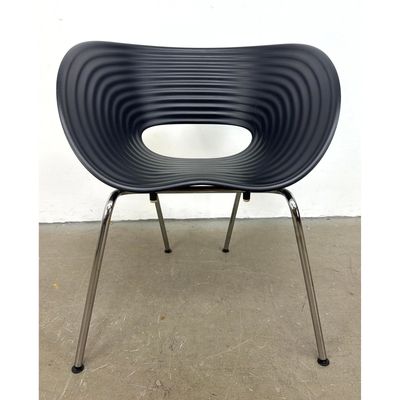 VITRA  Tom Vac Modernist Armchair. Designed by RON ARAD in Black Polypropylene. Chrome Legs. Marked.