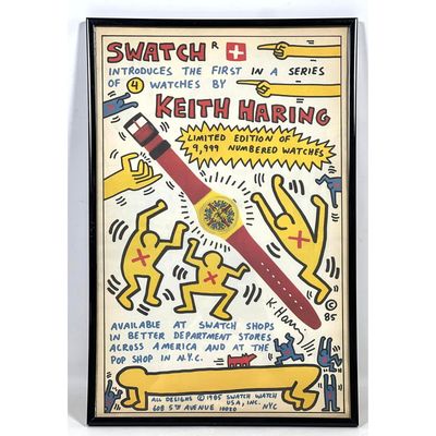 Keith Haring Swatch Watch Advertisement advertisement for Modele Avec Personnages print dated 1985 d
