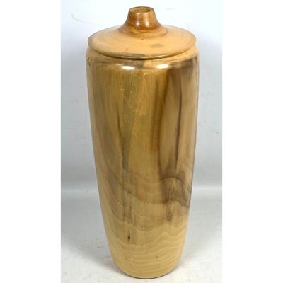 Large 1989 Artist Signed Studio Turned Wood Vessel Vase.