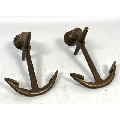 Pair Solid  Brass Anchor Form Paperweights. 6.5" Long. Nautical Motif.