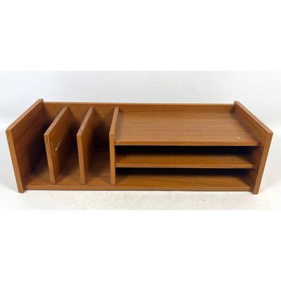 Pedersen and Hansen Danish Teak Desk Organizer and Letter Rack with 3 Vertical Slots and 3 Shelves
