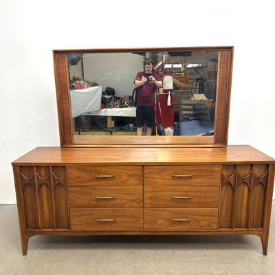 Modern Kent Coffey Perspecta Low Dresser Credenza with mirror
