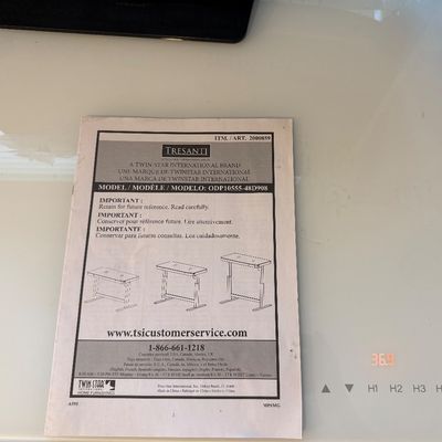 Tresanti adjustable height desk  model ODP10555-48D908.