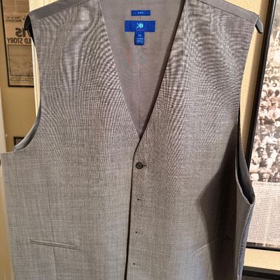 Men's grey textured suit vest, size 3XL, 