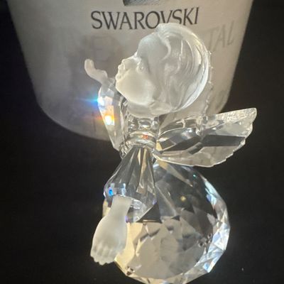 Two piece Swarovski Angel with Mirrored Rotating Base