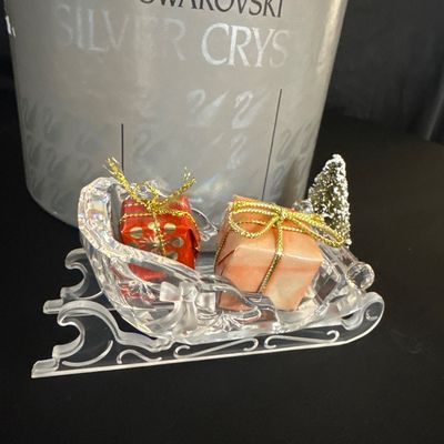 Retired Swarovski Silver Crystal Sleigh with Presents and Tree