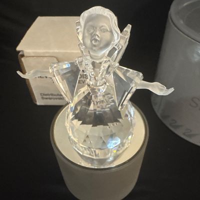 Two piece Swarovski Angel with Mirrored Rotating Base