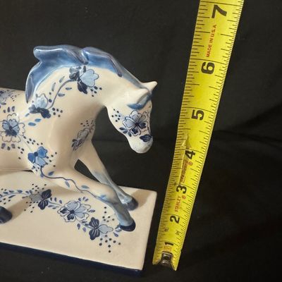 Blue and white painted pony