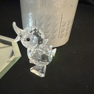 Swarovski Silver Crystal Duck Figurine 2 Piece Set