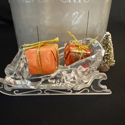 Retired Swarovski Silver Crystal Sleigh with Presents and Tree
