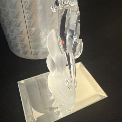 Two piece, Swarovski, silver crystal figurine, seahorse, and mirror base