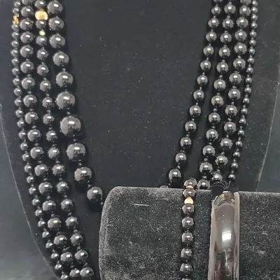 Layered Black Bead Necklace and Jewelry Collection