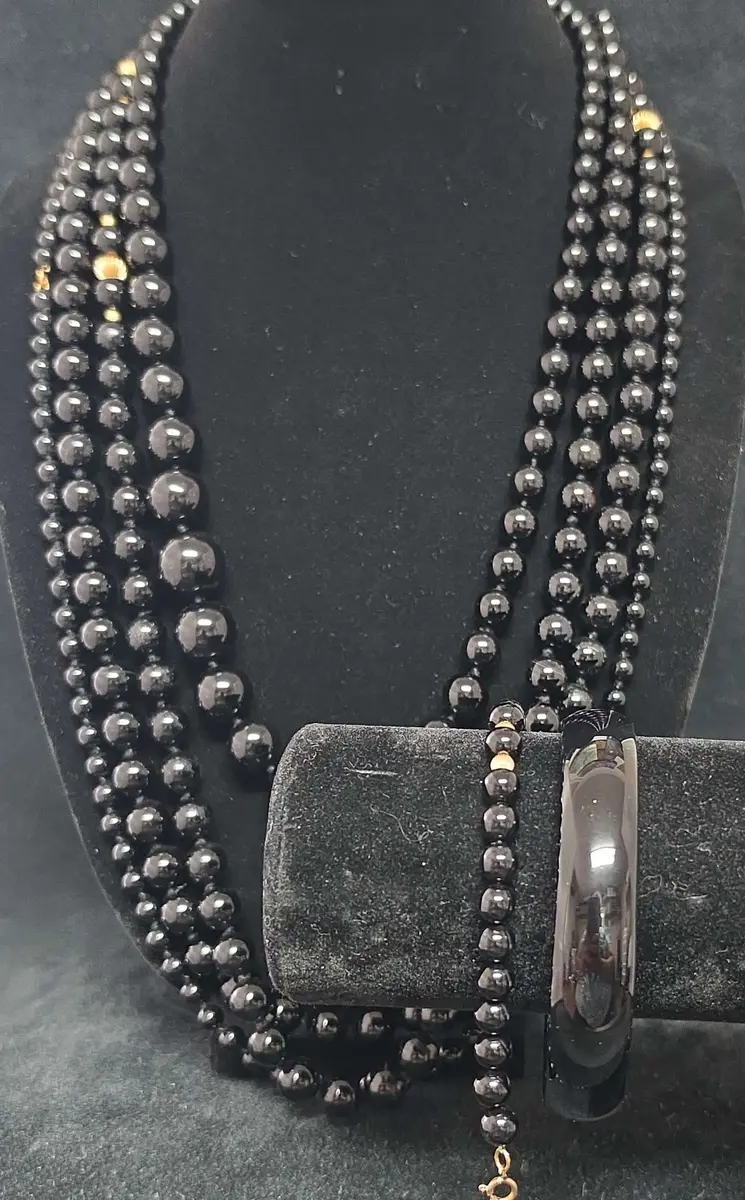 Layered Black Bead Necklace and Jewelry Collection