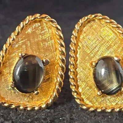 Sapphire Cuff Links  Stamped 14kt