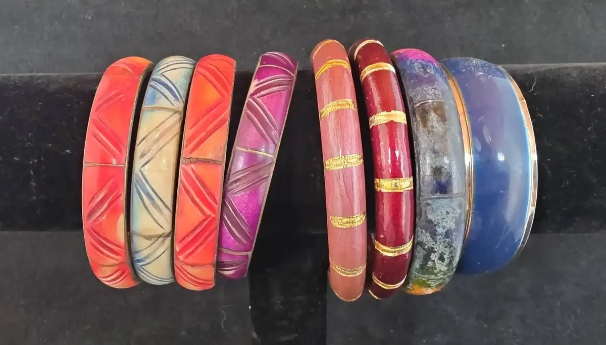 Carved And Textured Stacking Bangle Bracelets 