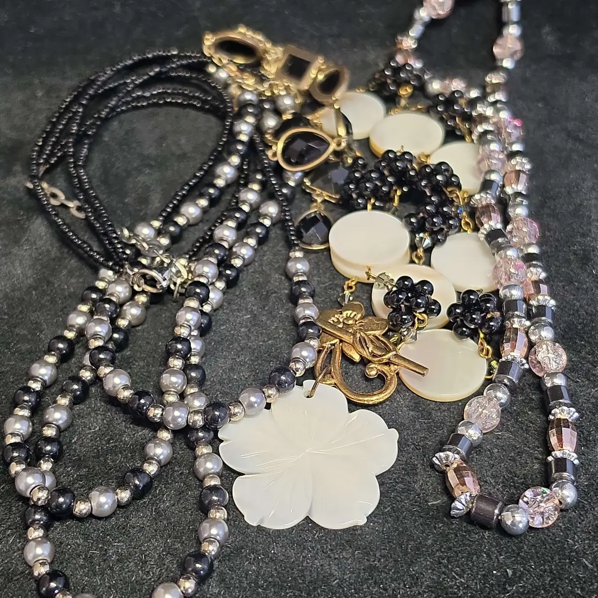 Purple and Black Beaded Jewelry 