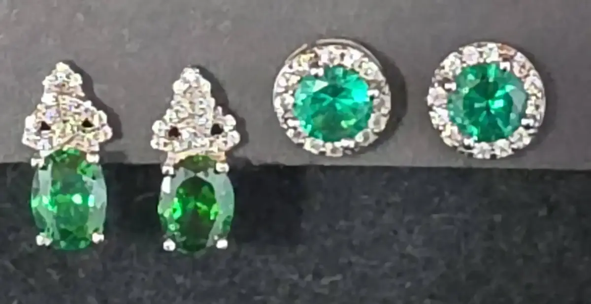 Sterling Green Earrings Made in Ireland & One Other Set 