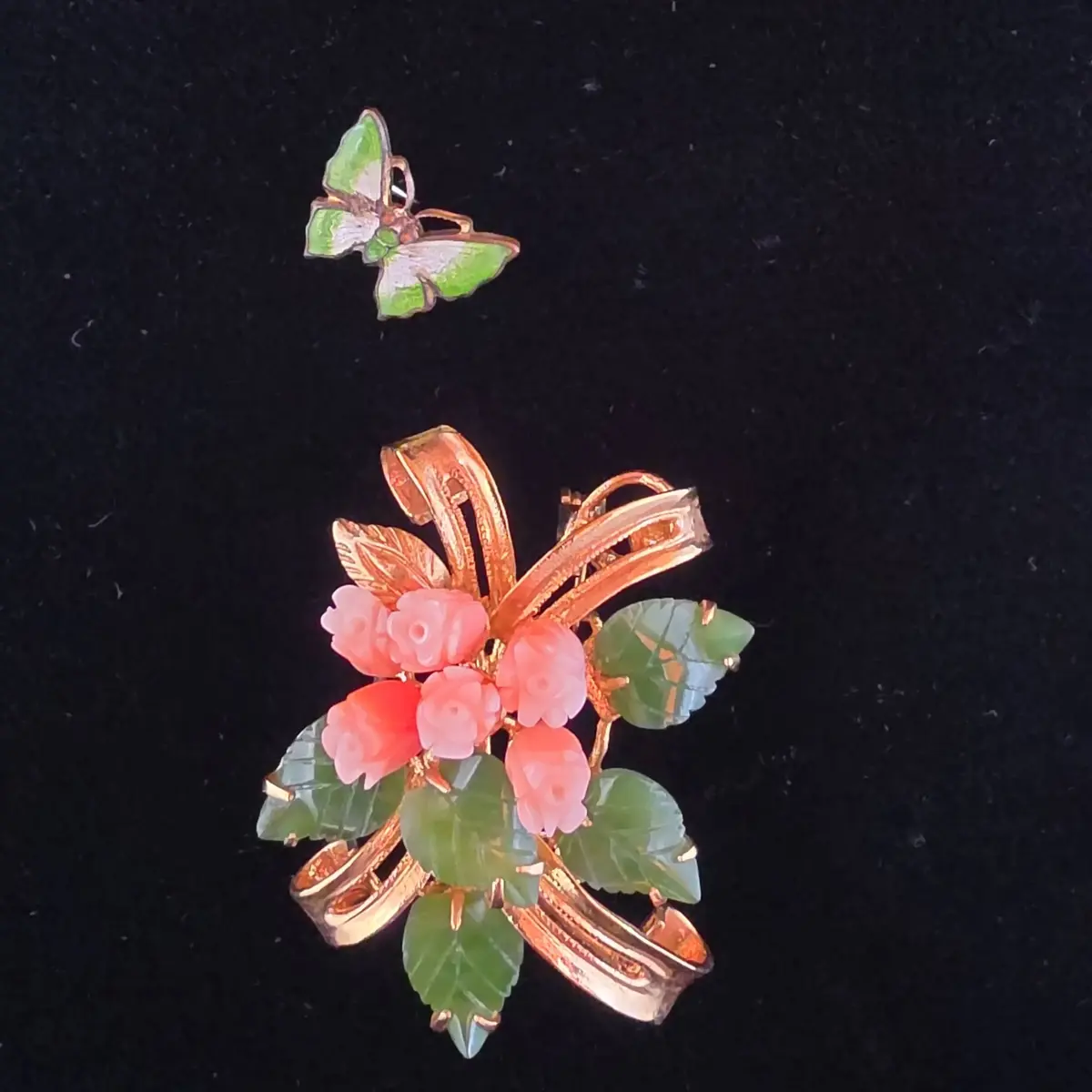 Floral Brooch and Butterfly Pin
