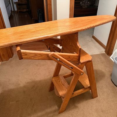 Vintage Hand Made Combo Step Stool and Ironing Board