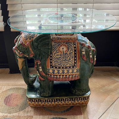 Sale Photo Thumbnail #46: pottery elephant glass top tables