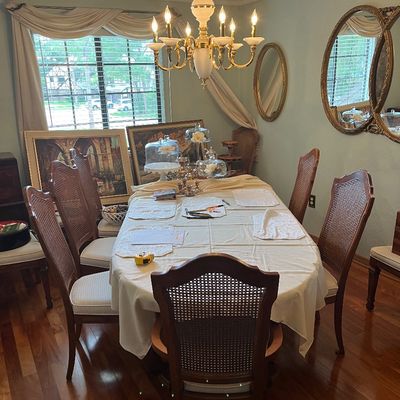 Sale Photo Thumbnail #4: Dining room table, 10 chairs, buffet table/cabinet